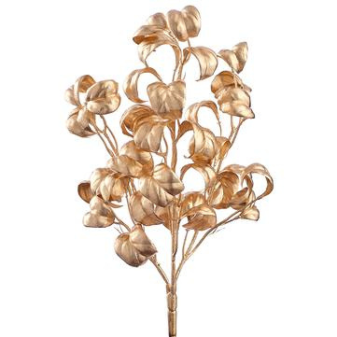 14" Gold Metallic Curly Ficus Bush