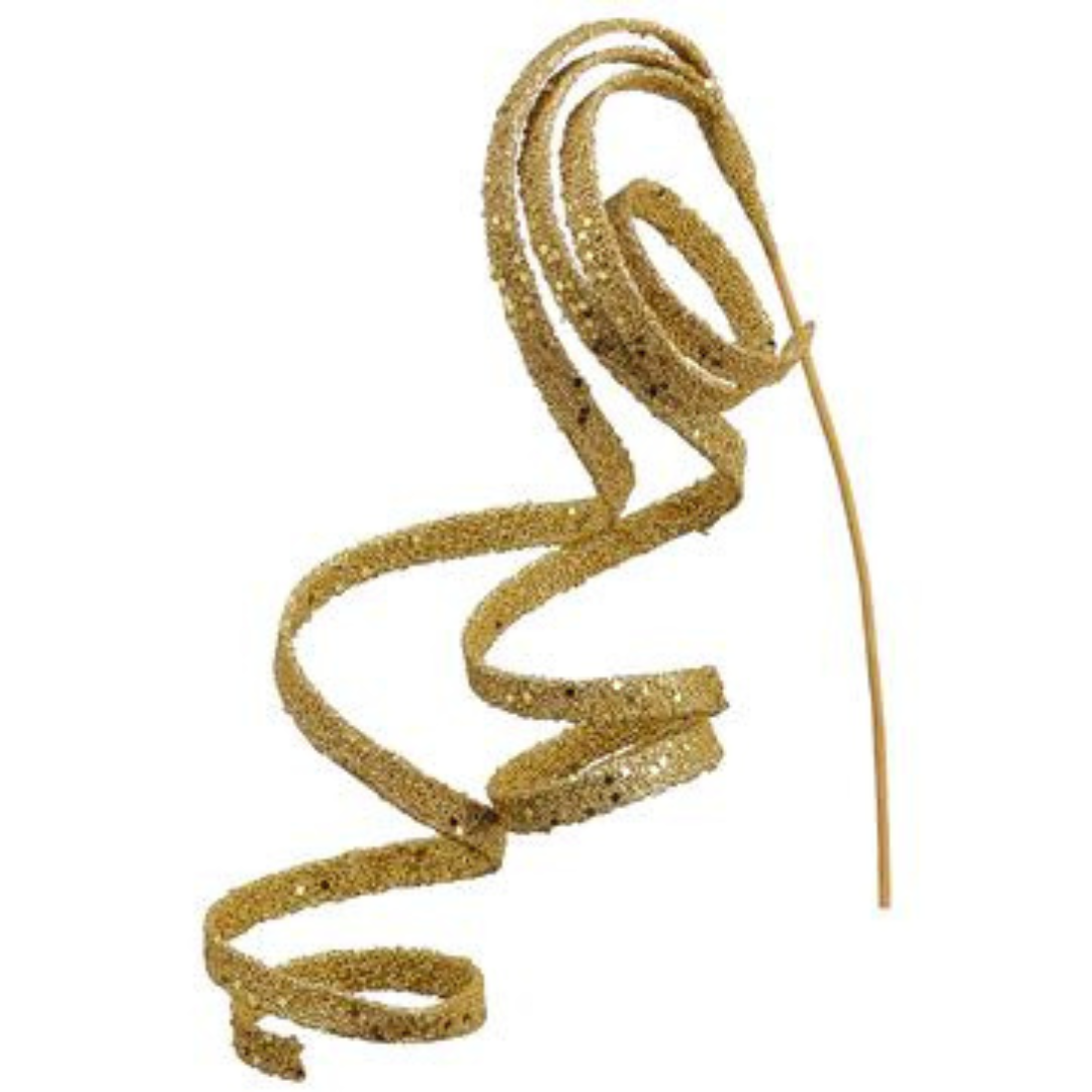 23" Gold Glittered Curly Hanging Spray