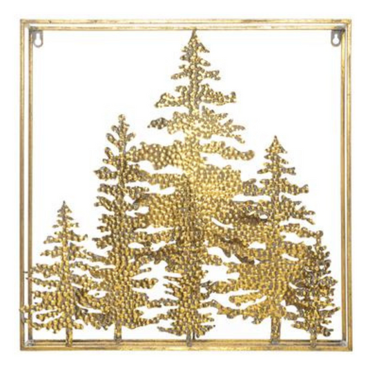 19.75"Wx19.75"L Gold Metal Tree Wall Decor