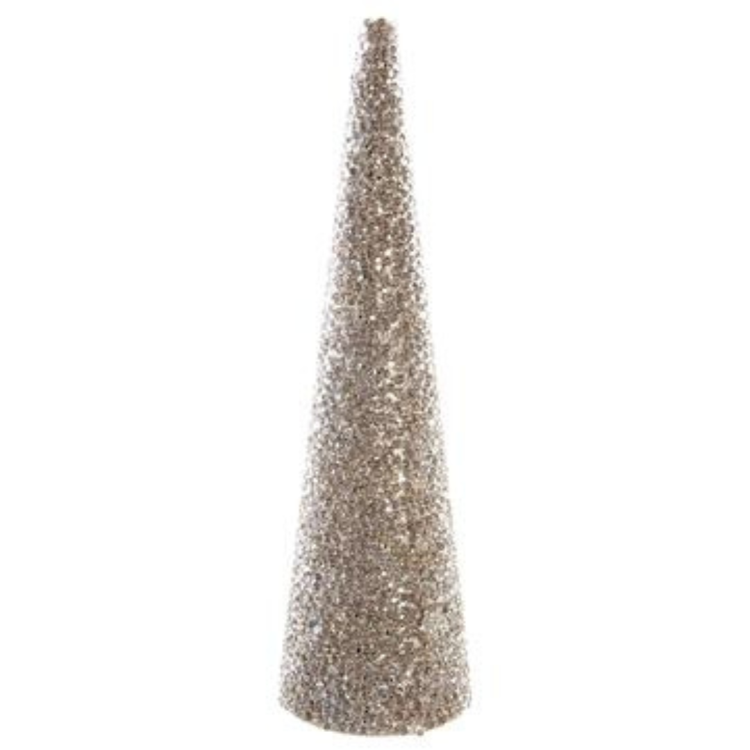 20" Gold Glittered Bead Cone Topiary Gold