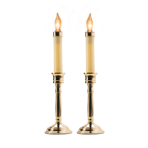Virginian Solid Brass "Cool Burn" Bulb Candle, Steady Burning, 12" (Set of 2)
