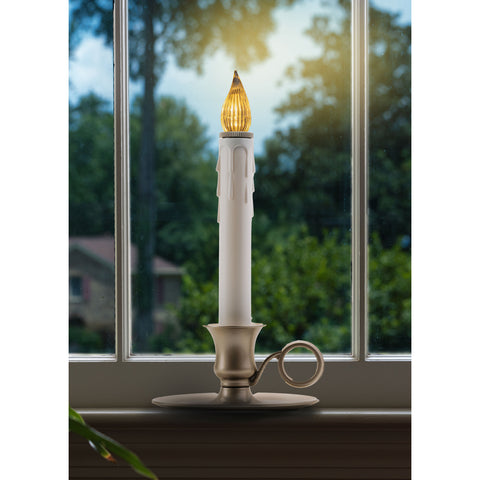 Williamsburg Pewter LED Bulb Candle W/ Sensor, 9" (Set of 4)