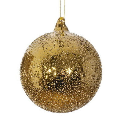 Glass Beaded Ball Ornament, 4" (100mm) (Gold)