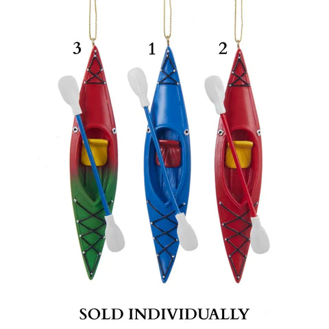 Kayak With Oar Ornaments (3 Styles - Sold Individually)