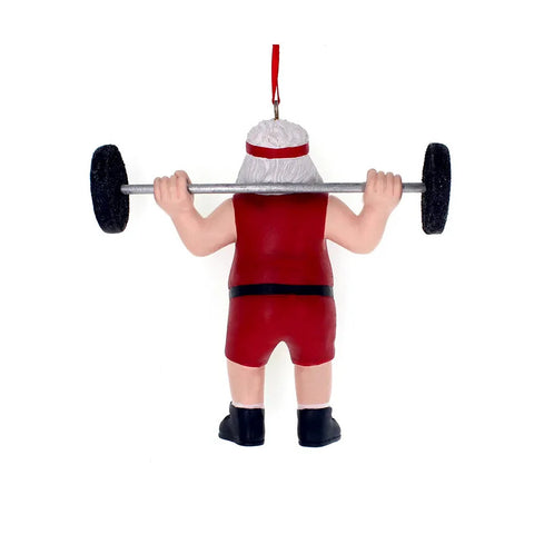 Santa Weightlifter Resin Ornament