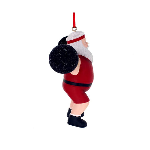 Santa Weightlifter Resin Ornament
