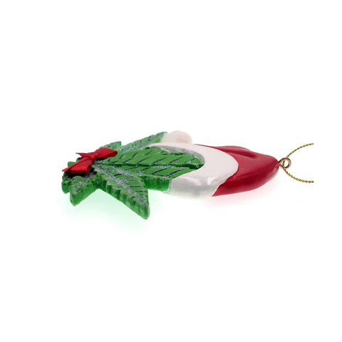 Cannabis Leaf With Santa Hat Ornament for Personalization