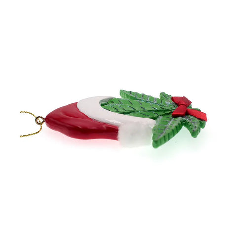 Cannabis Leaf With Santa Hat Ornament for Personalization