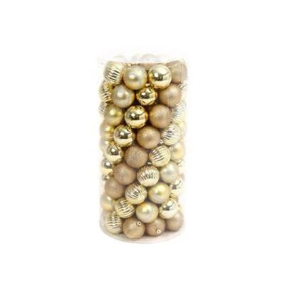 60mm Gold Shatterproof Ball Ornaments - 100 Pieces