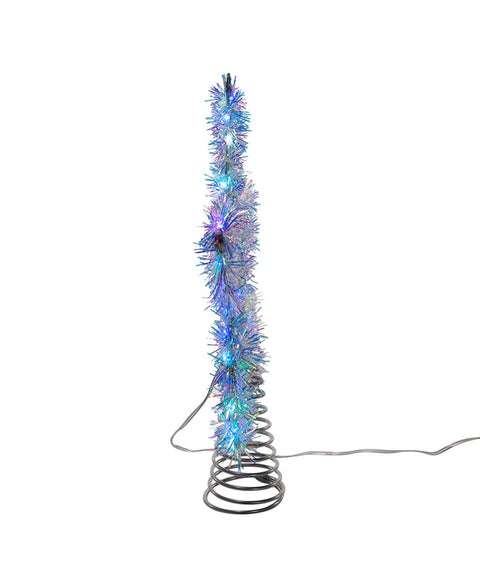 12" 55-Light RGB LED Silver Tinsel Star Treetop