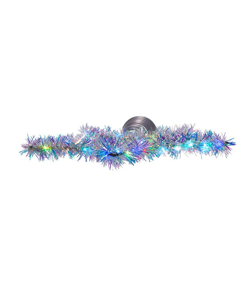 12" 55-Light RGB LED Silver Tinsel Star Treetop