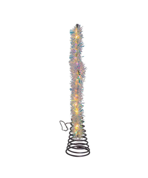 12" 55-Light Warm White LED Silver Tinsel Star Treetop