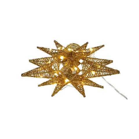 60-Light Warm White Twinkling Superbright LED Gold Starburst Treetop, 11"