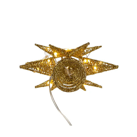 60-Light Warm White Twinkling Superbright LED Gold Starburst Treetop, 11"