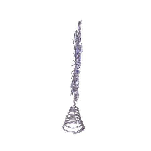 18L Cool White Micro LED Silver Glittered Snowflake Treetop, 11.75"