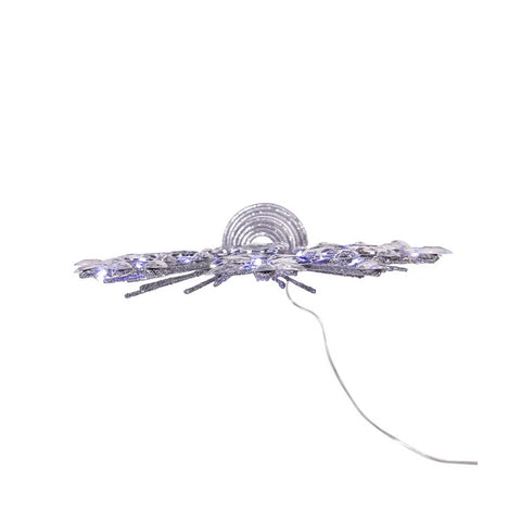 18L Cool White Micro LED Silver Glittered Snowflake Treetop, 11.75"