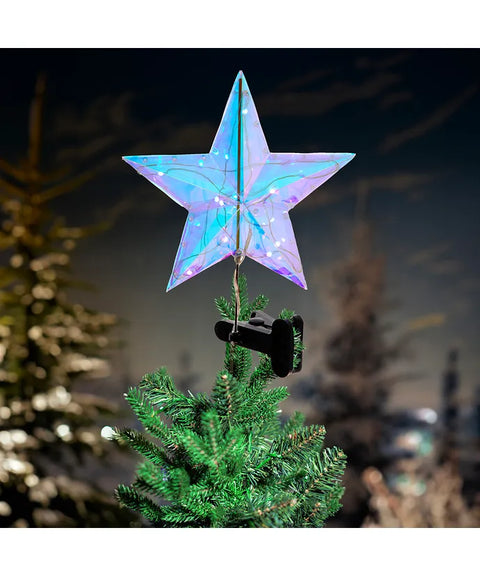 13.25" Pre-Lit Multicolor RGB Holographic Star Treetop