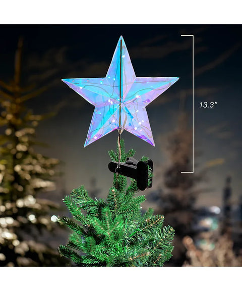 13.25" Pre-Lit Multicolor RGB Holographic Star Treetop