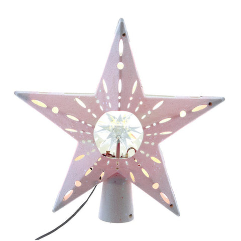White Iridescent LED Star w/Rotating Ornament Treetop, 11.8"
