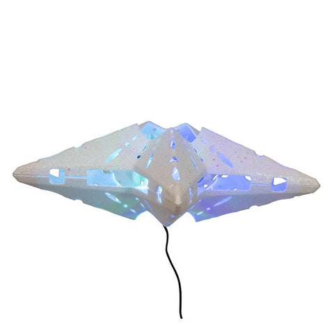 White Iridescent LED Star w/Rotating Ornament Treetop, 11.8"