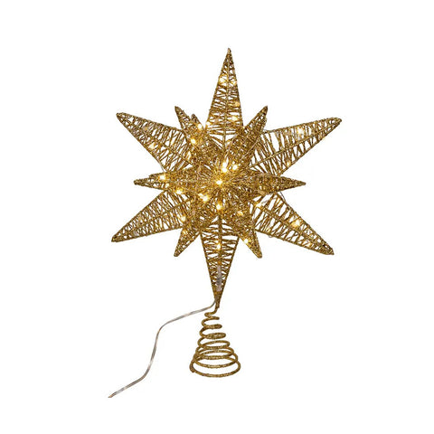 80L Warm White Micro LED Gold Starburst Treetop, 15"