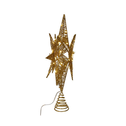 80L Warm White Micro LED Gold Starburst Treetop, 15"