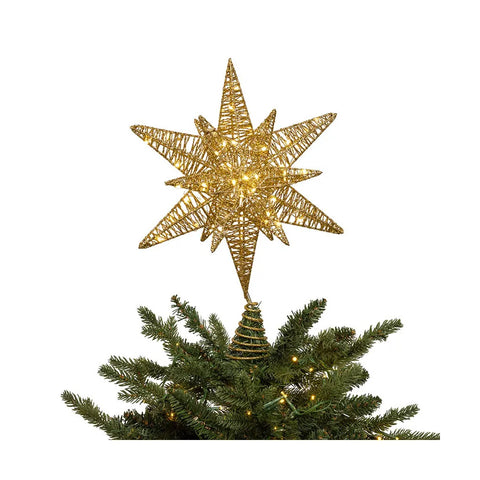 80L Warm White Micro LED Gold Starburst Treetop, 15"