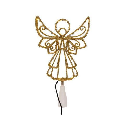 UL 30L Warm White LED Gold Angel Treetop, 16"