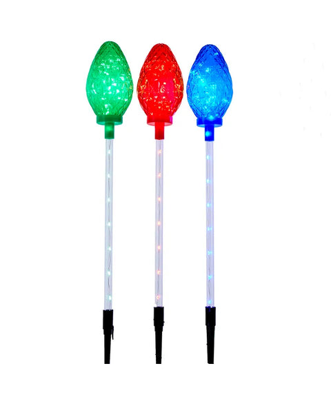 3-Piece Jumbo Multicolor Faceted C9 Yard Stakes