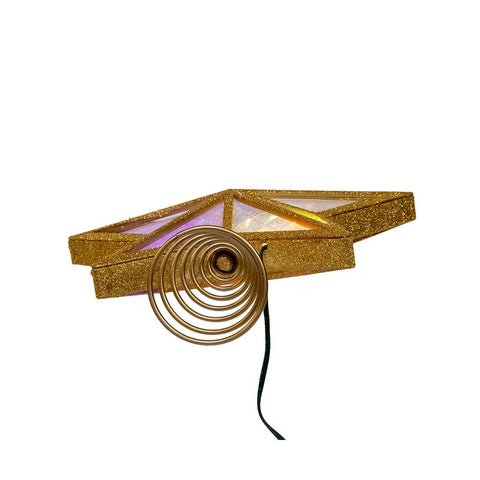 UL 20L Multicolor Fairy Twinkle LED Gold Glitter Star Treetop, 11.5"