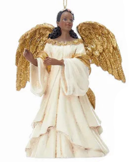 Ivory and Gold African American Angel Ornaments (3 Styles – Sold individually)