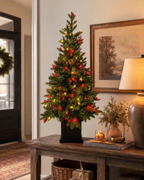 Oregon Mixed Pine Table Top Tree, Lit (Red / Warm White), 4.5'