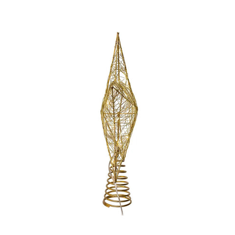 Battery Operated Warm White LED Gold Metal Star Treetop, 11.8"