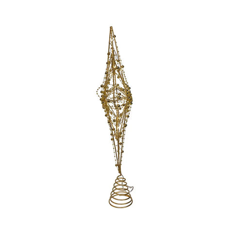 Battery Operated Warm White LED Gold Metal Star Treetop, 19.7"