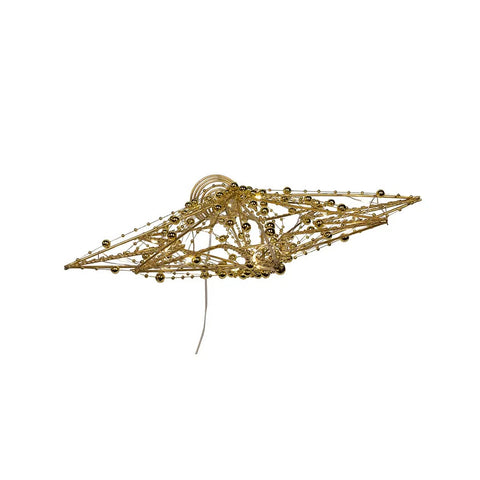 Battery Operated Warm White LED Gold Metal Star Treetop, 19.7"