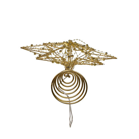 Battery Operated Warm White LED Gold Metal Star Treetop, 19.7"