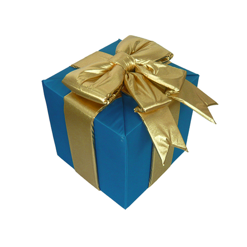 24" NYLON GIFT BOX w/ 24" Gold Metallic Puff Bow BLUE (indoor)