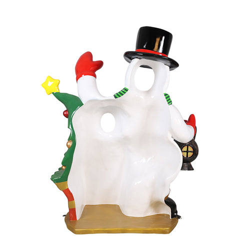 Large Fiberglass Snowman w/Kid Photo Op, 79"