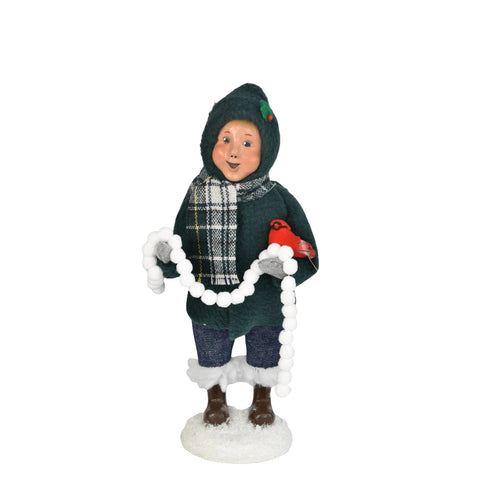 Boy w/ Cardinals Caroler Figurine, 10"