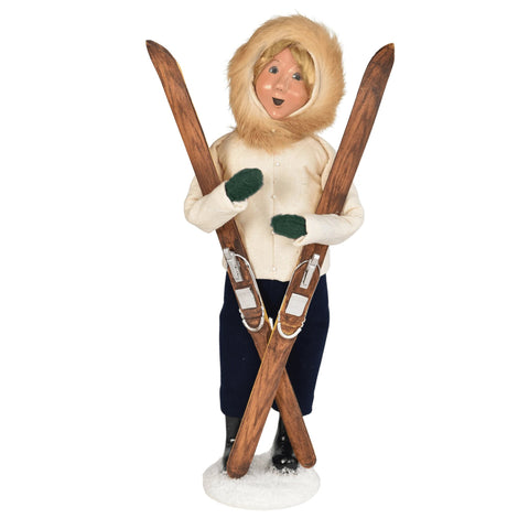 Skiing Woman Caroler Figurine, 13"