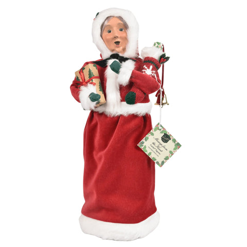 Message Red Velvet Mrs Claus Caroler Figurine, 13"