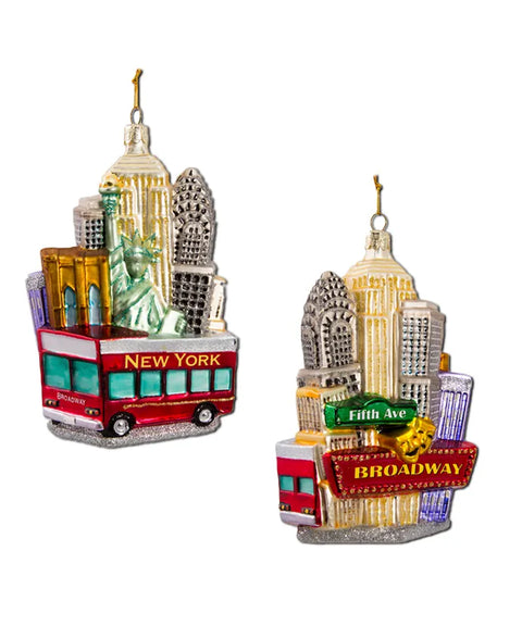 New York City Cityscape Glass Ornament (sold individually)