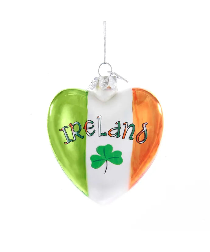 Ireland Glass Heart Ornament