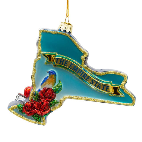 New York Cityscape Glass Map Ornament, 5.5"