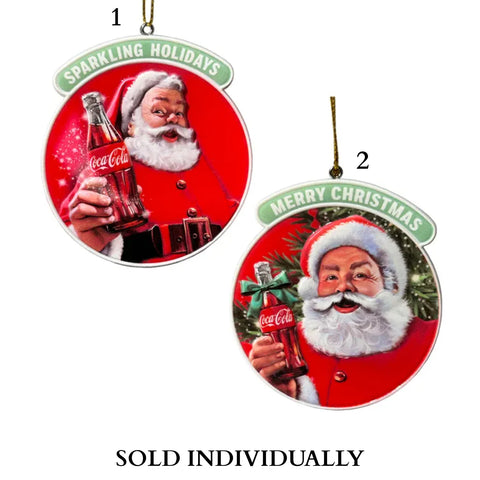 Coca-Cola® 3-D Printed Santa Ornaments (2 Styles – Sold individually)