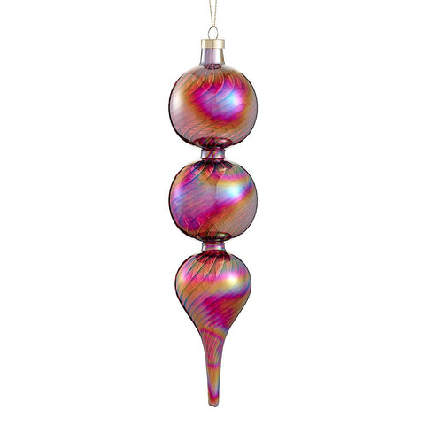 Glass Finial Ornament, 11" (Red/Purple)