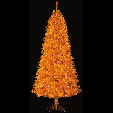 PVC Mini Leaf Pencil Tree x2697 With 750 LED Lights on Metal Stand, 7.5' (orange)