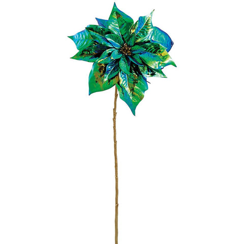 Pearl Metallic Poinsettia Spray, 28" (Peacock)