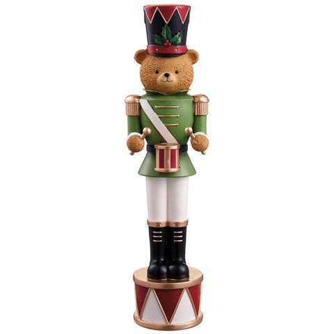 Soldier Bear Playing Drum w/Light Figurine, 21.5"