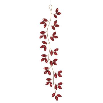 28.5" Red Rhinestone Leaf Ornament